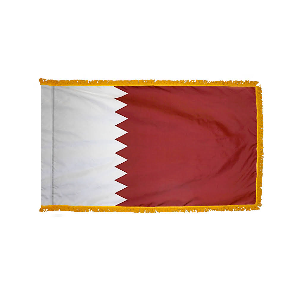 Qatar Flag with Side Pole Sleeve and Fringe Z523616