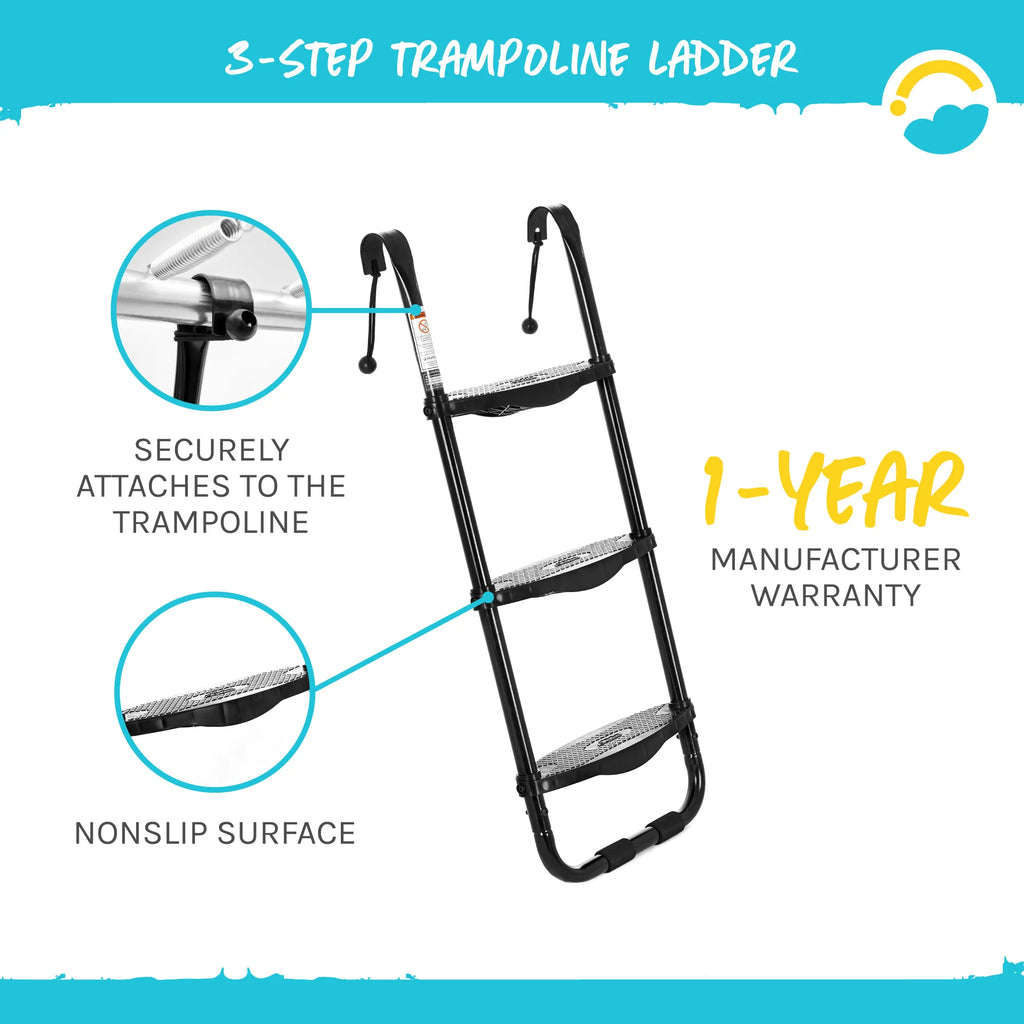 Heavy Duty 3 Step Trampoline Ladder with Non-Slip Plastic Step C87759