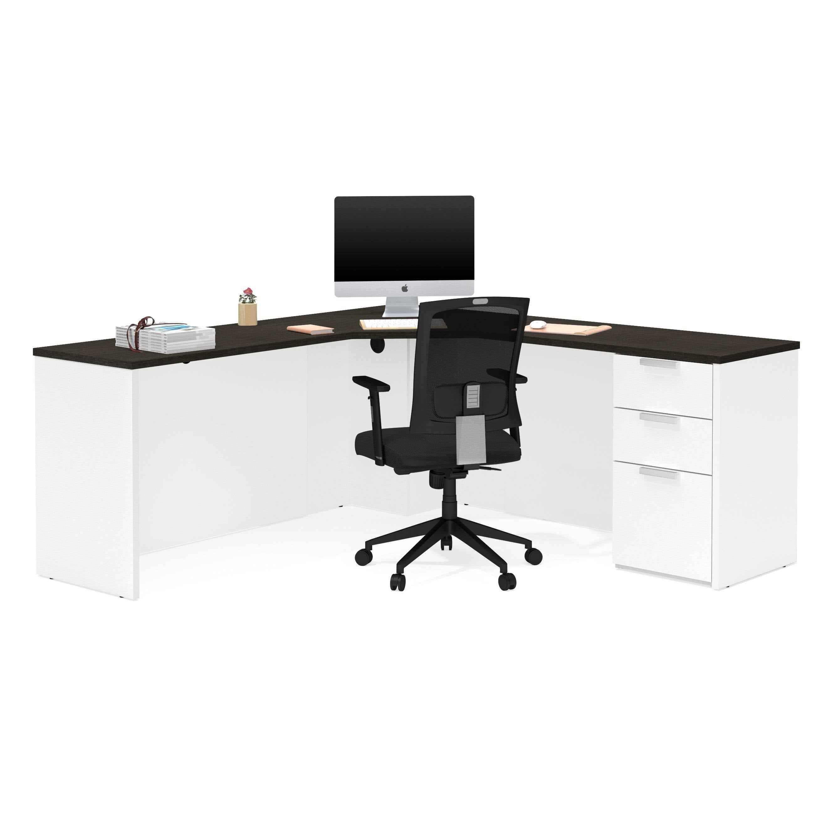 Deep Grey White Corner Desk P71691