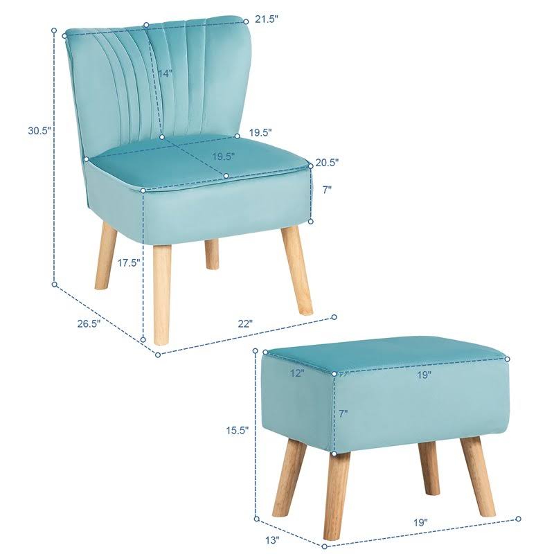 Green Velvet Tufted Leisure Chair and Ottoman Set J81606
