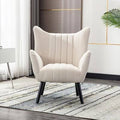 Beige Polyurethane Tufted Wingback Chair U885534