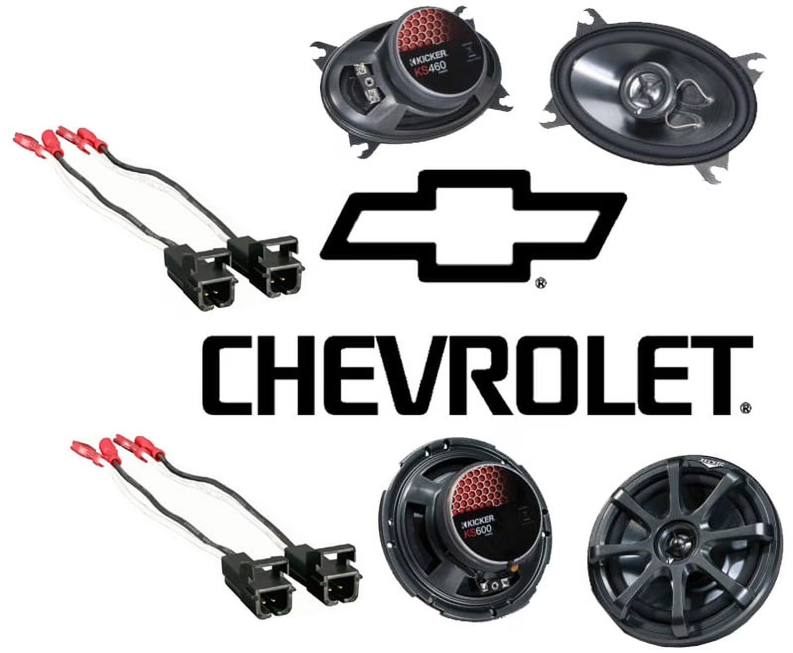 4x6" and 6 1/2" Stereo Speakers with Speaker Replacement Harness Y2254