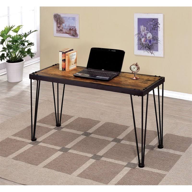 Metal Console Table in Burnt Wood B664