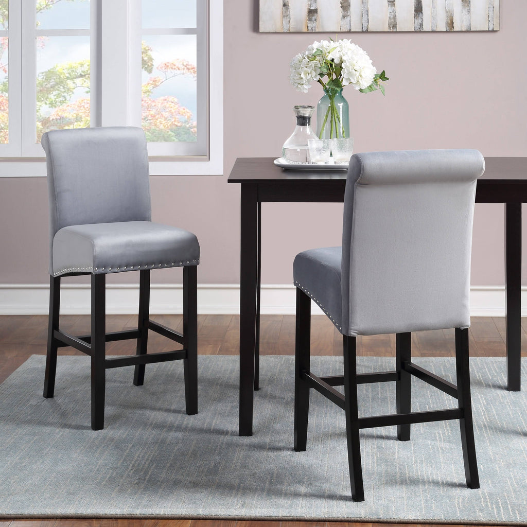 Deep Red Velvet Counter Chair Set of 2 D892403