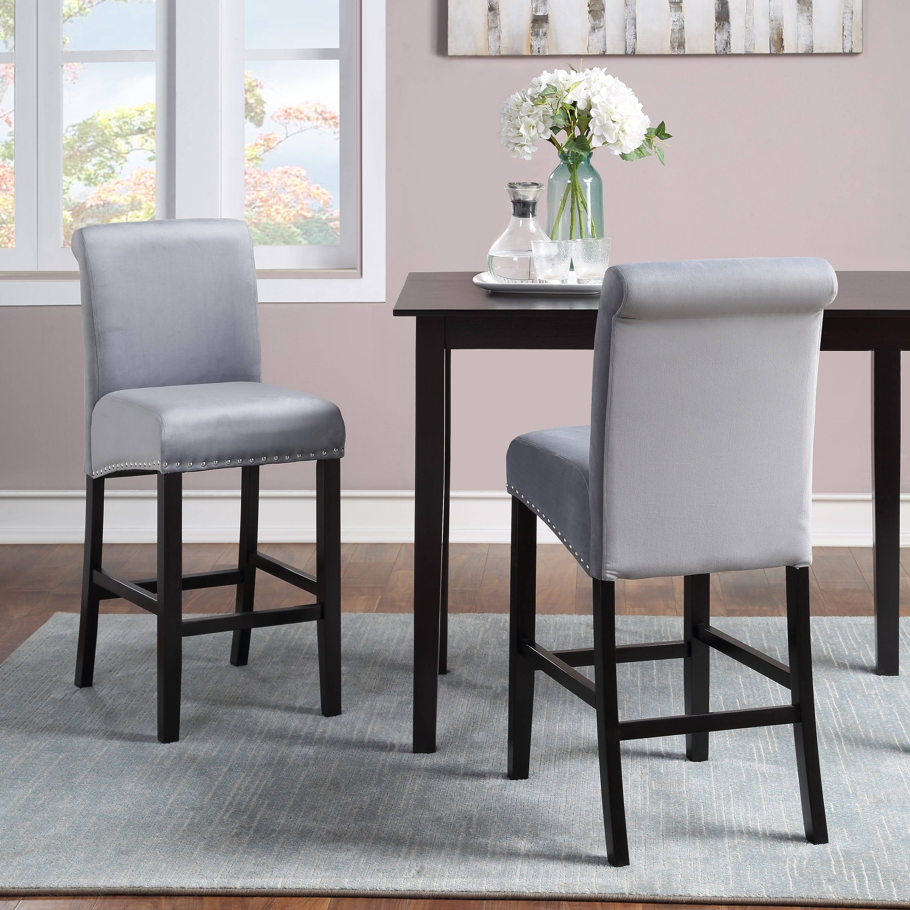 Deep Red Velvet Counter Chair Set of 2 D892403