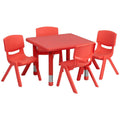 Red 5-Piece Table and Chair Set E82156
