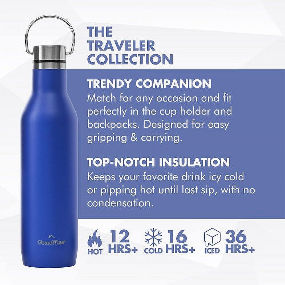 21oz Stainless Steel Insulated Water Bottle with 2 Lids B723899