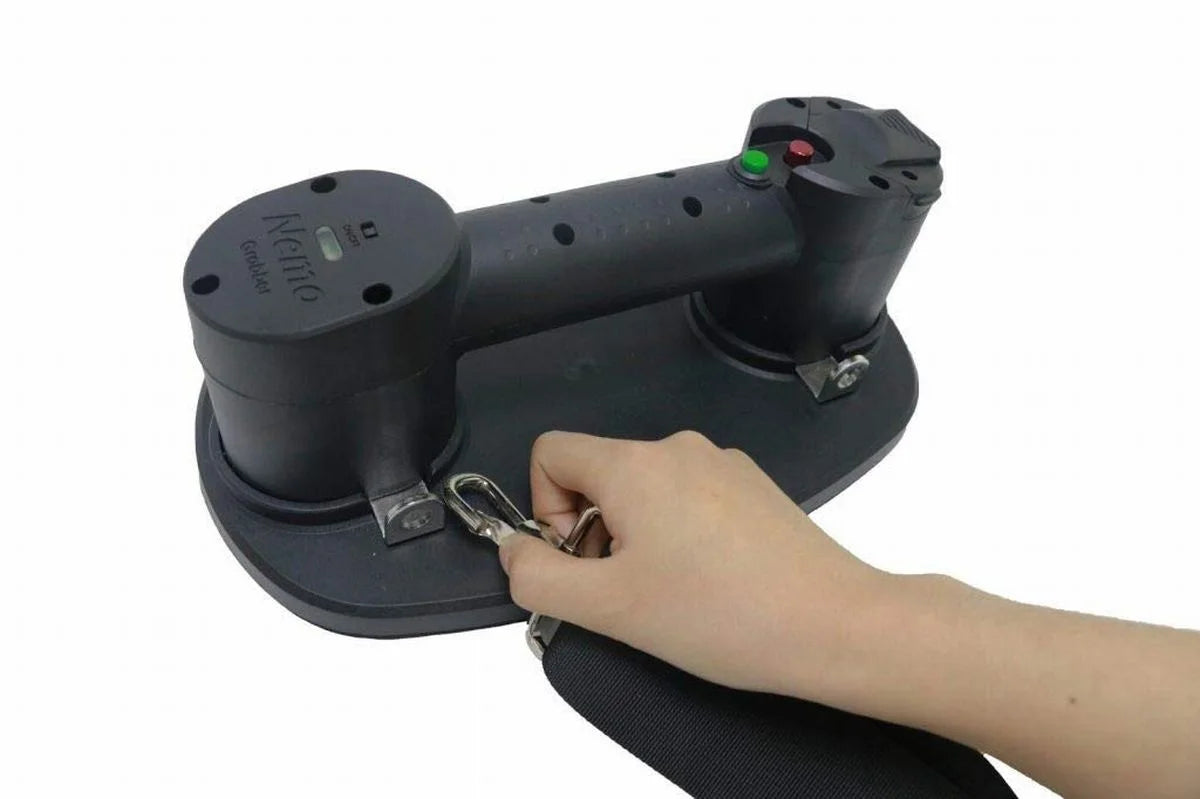 Black Electric Vacuum Suction Cup Lifter 375lbs Max Load with X2 Batteries G54989