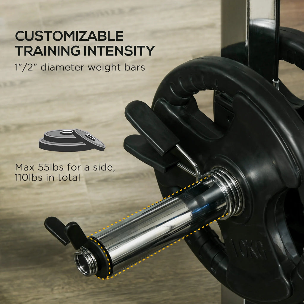 Power Cage with Pulley System Squat Rack Pull up Stand N79438