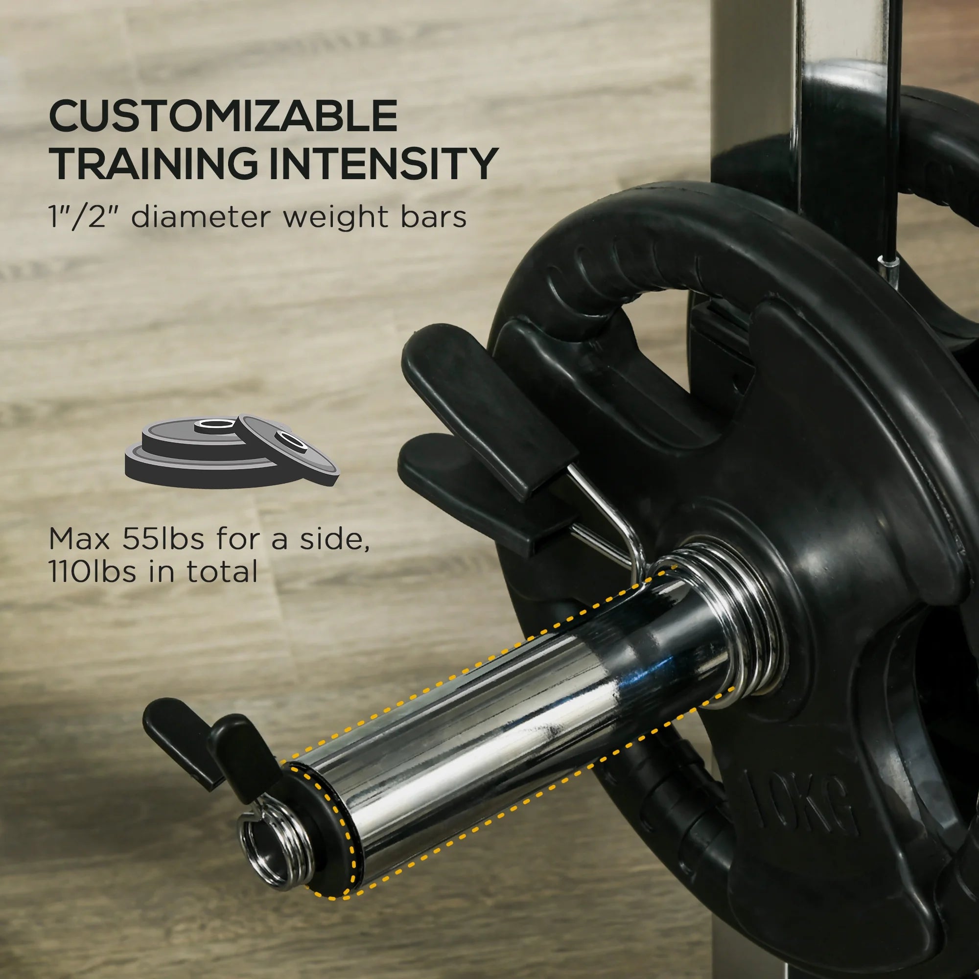 Power Cage with Pulley System Squat Rack Pull up Stand N79438