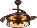 42 Industrial Ceiling Fan with Lights Remote Control Caged Low Profile L729440