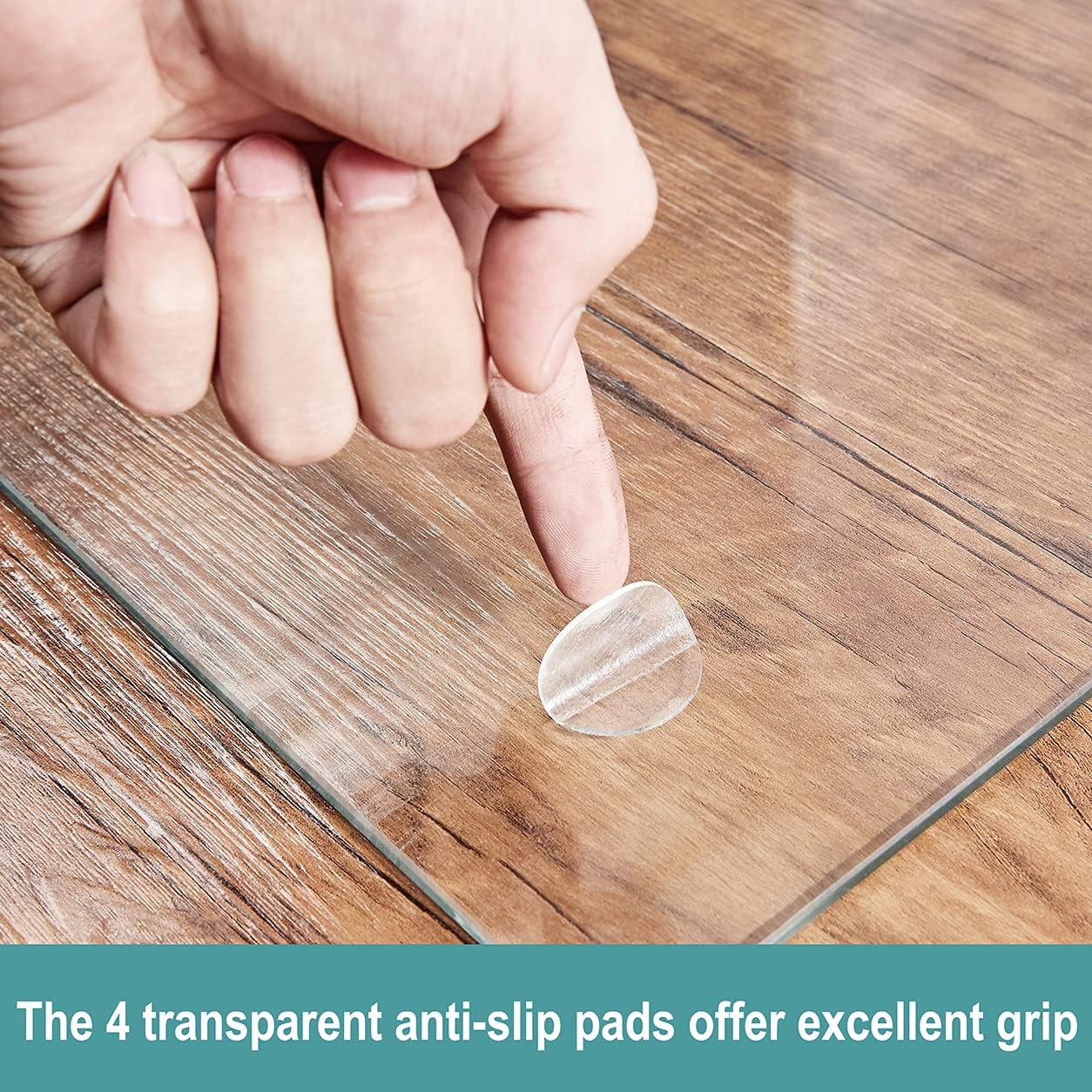 Tempered Glass Chair Mat, 36 x 46, 1/5'' Thick with 4 Anti-Slip Pads R177