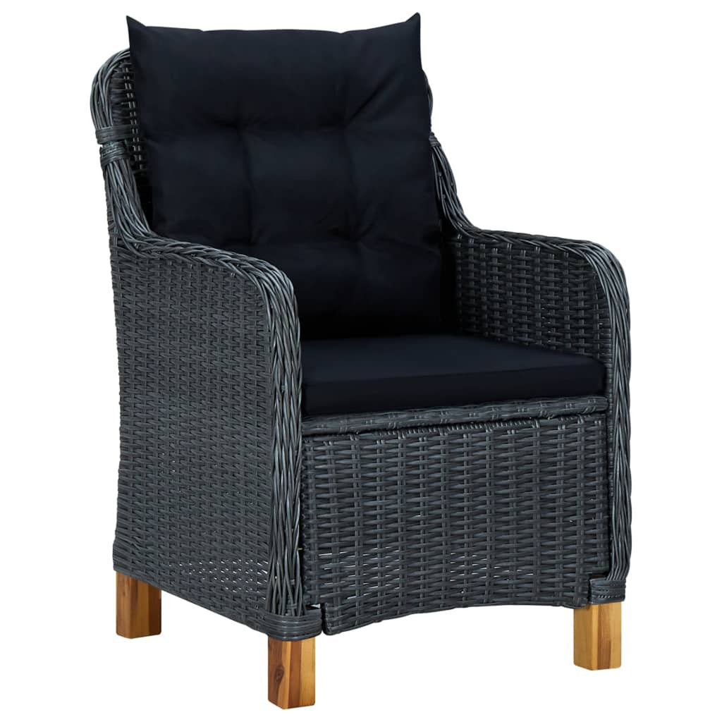 2 pcs Poly Rattan Patio Chairs with Cushions Dark Gray Q636393