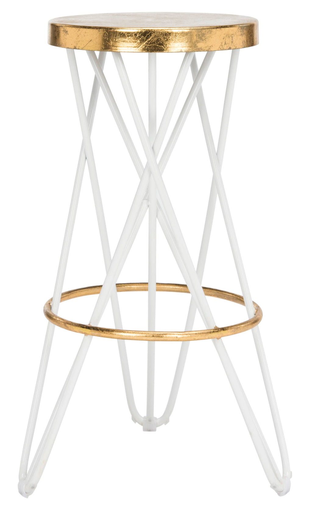 White Gold Leaf Bar Stool Y281