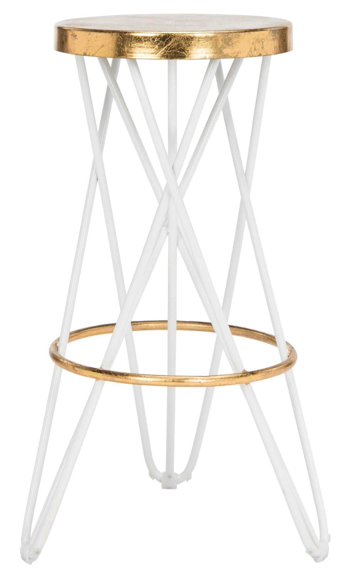 White Gold Leaf Bar Stool Y281