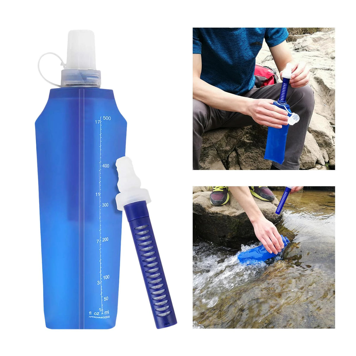 Collapsible Filtered Water Bottle with Filter M604