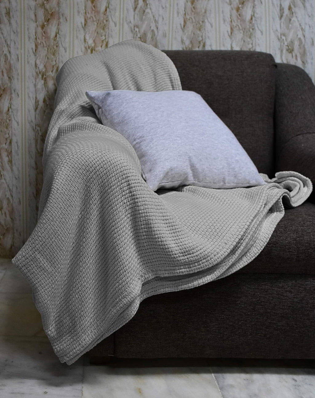 Blue Queen 90”X90” Cotton Basket Weave Blanket S404938
