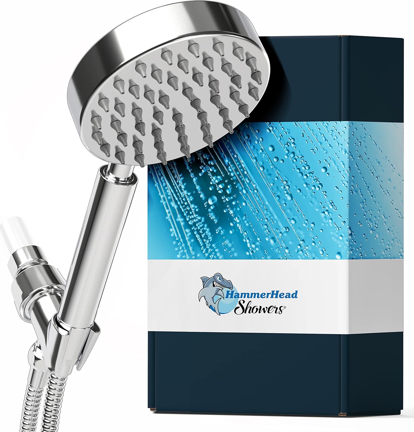 Polished Chrome 2.5 GPM Handheld Shower Head with Hose and Brass Holder N873