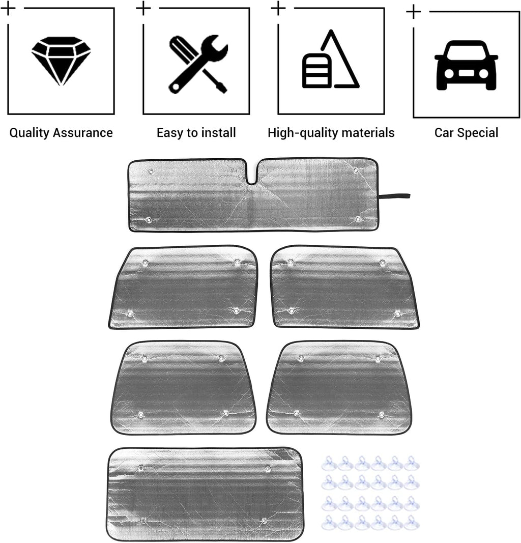 Windshield Sun Shade Sun Visor for Jeep Wrangler TJ, 6PCs Pack of 2 X78003