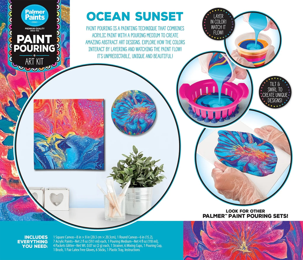 Ocean Sunset Acrylic Paint Pouring Art Activity Kit T8308