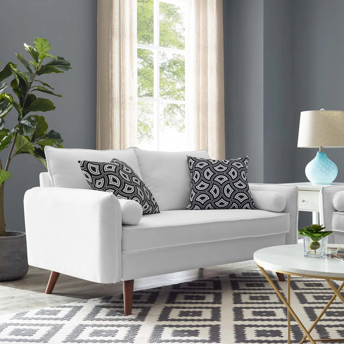 White Fabric Sofa L3803