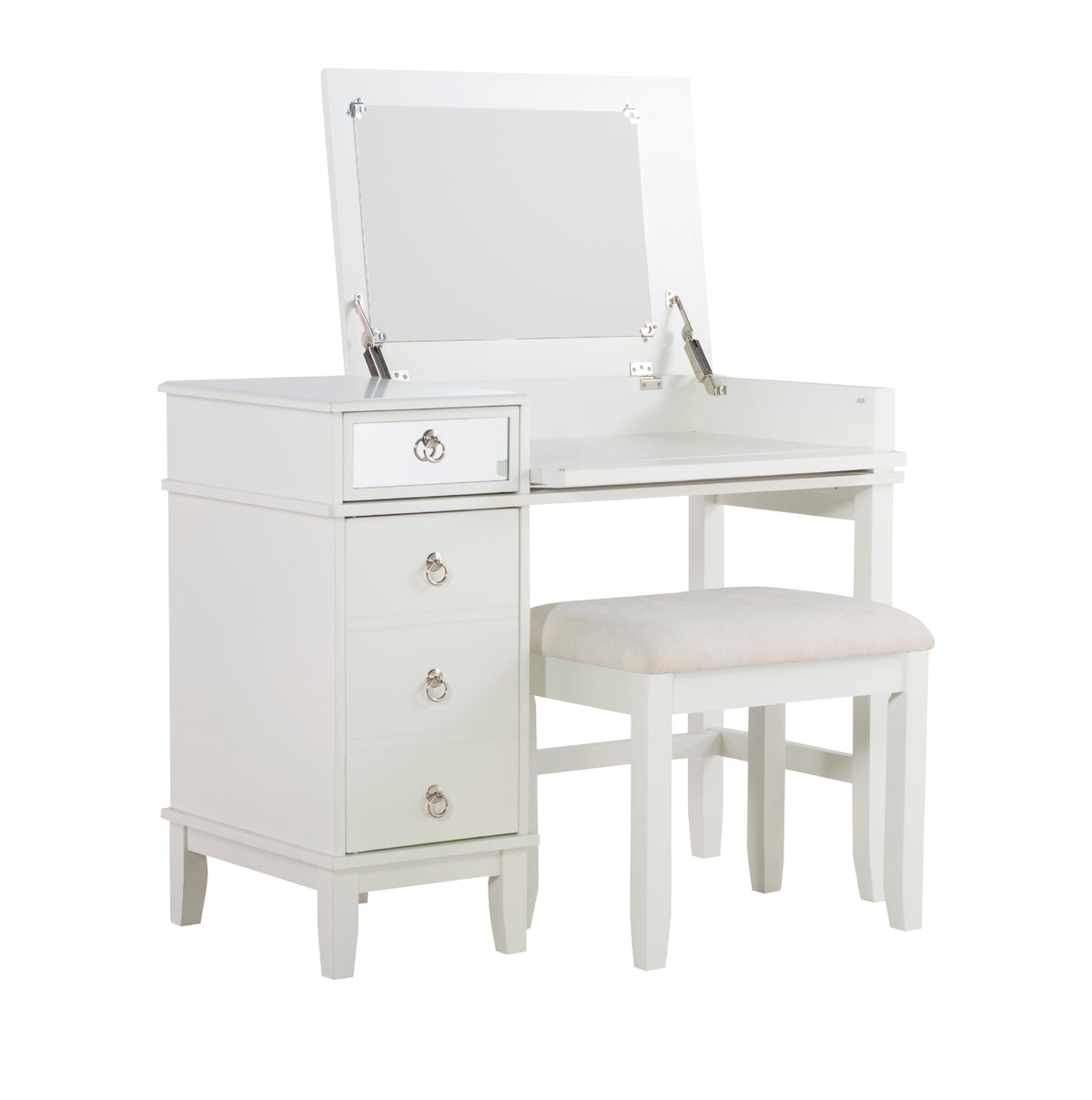 White 2-Piece Vanity Set with Bench D232281