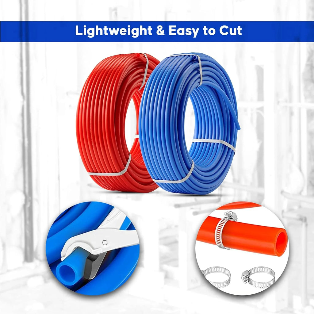 2 Rolls 1/2 Inch X 50 Ft Blue And Red PEX Pipe B932918