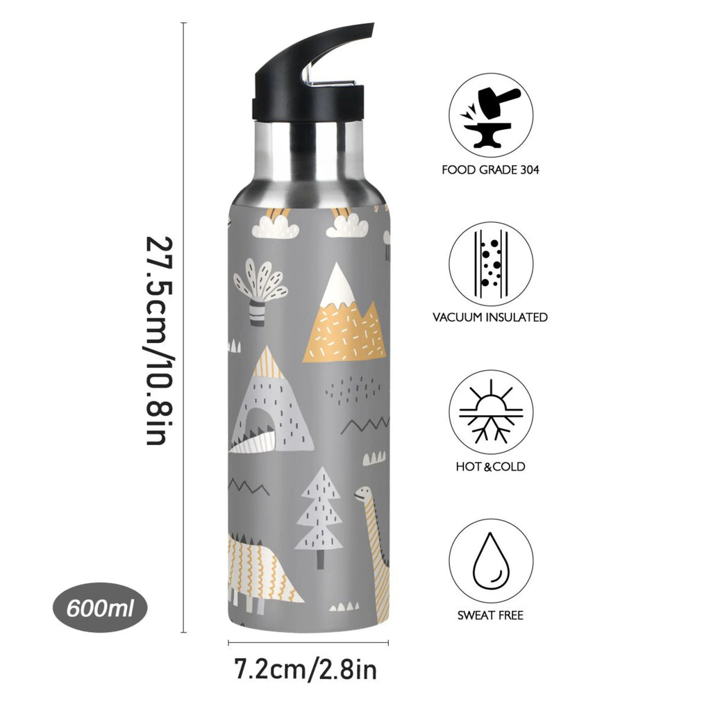 Stainless Steel Insulated Thermos Vacuum Flask Water Bottle with Straw Lid S509907