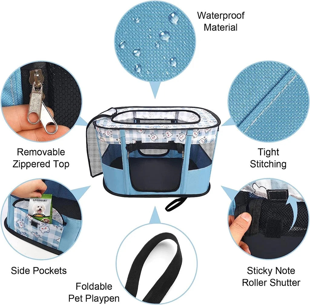 Portable Foldable Dog Playpen with Carrying Case I28205