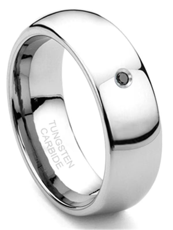 Titanium Carbide Solitaire Black Diamond Dome Comfort Fit Mens Wedding Band Ring J178175