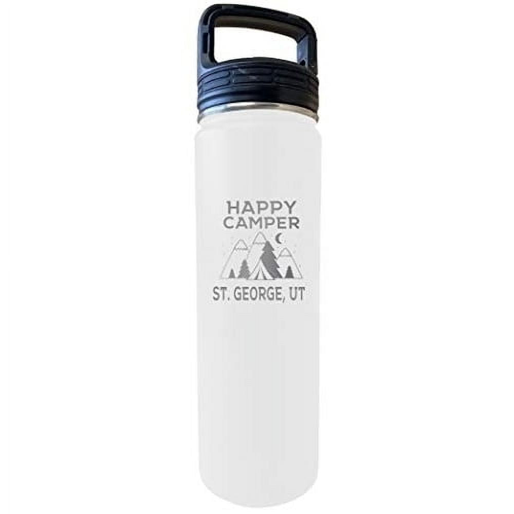 32 Oz Engraved White Insulated Stainless Steel Water Bottle Tumbler G752