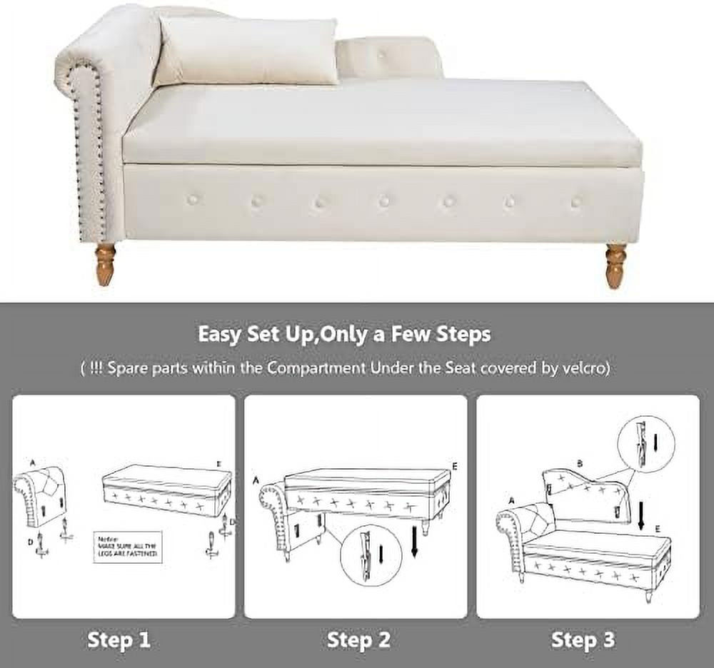 Grey Velvet Tufted Chaise Lounge Chair with Ottoman Bench O936088