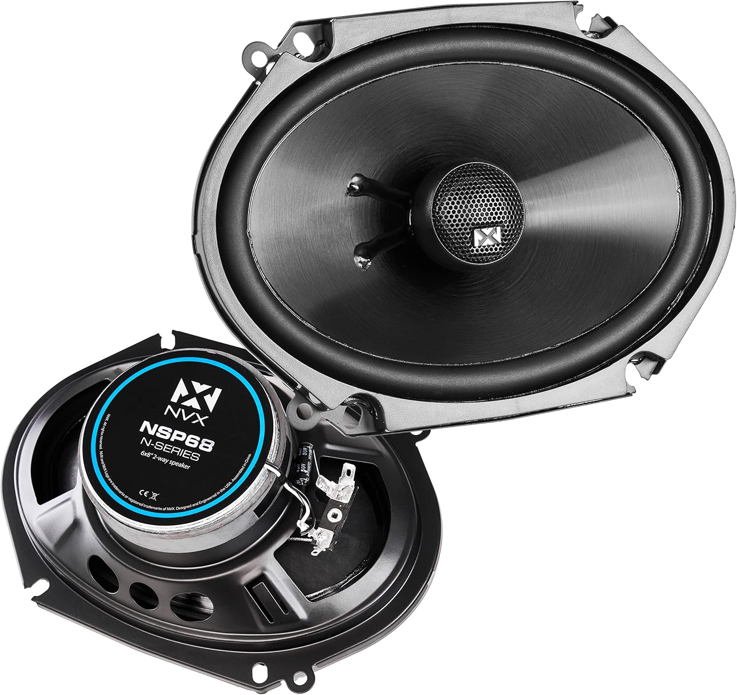 Set of 2 6 x 8 inch 80 watt RMS 2-Way Coaxial Car Speakers with Silk Dome Tweeters W688