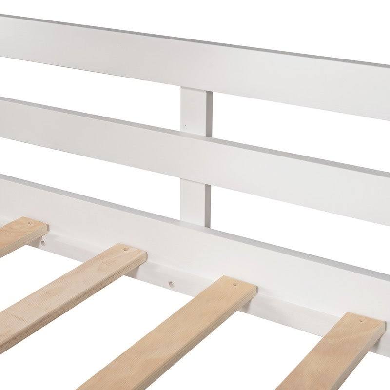 Antique White Twin Over Twin Solid Wood Loft Bed with Ladder D491