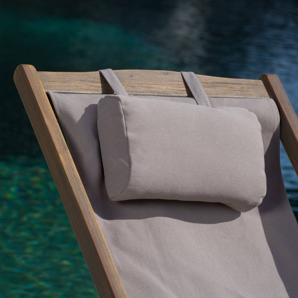 Brown Wood and Canvas Sling Chair Set of 2 Z109