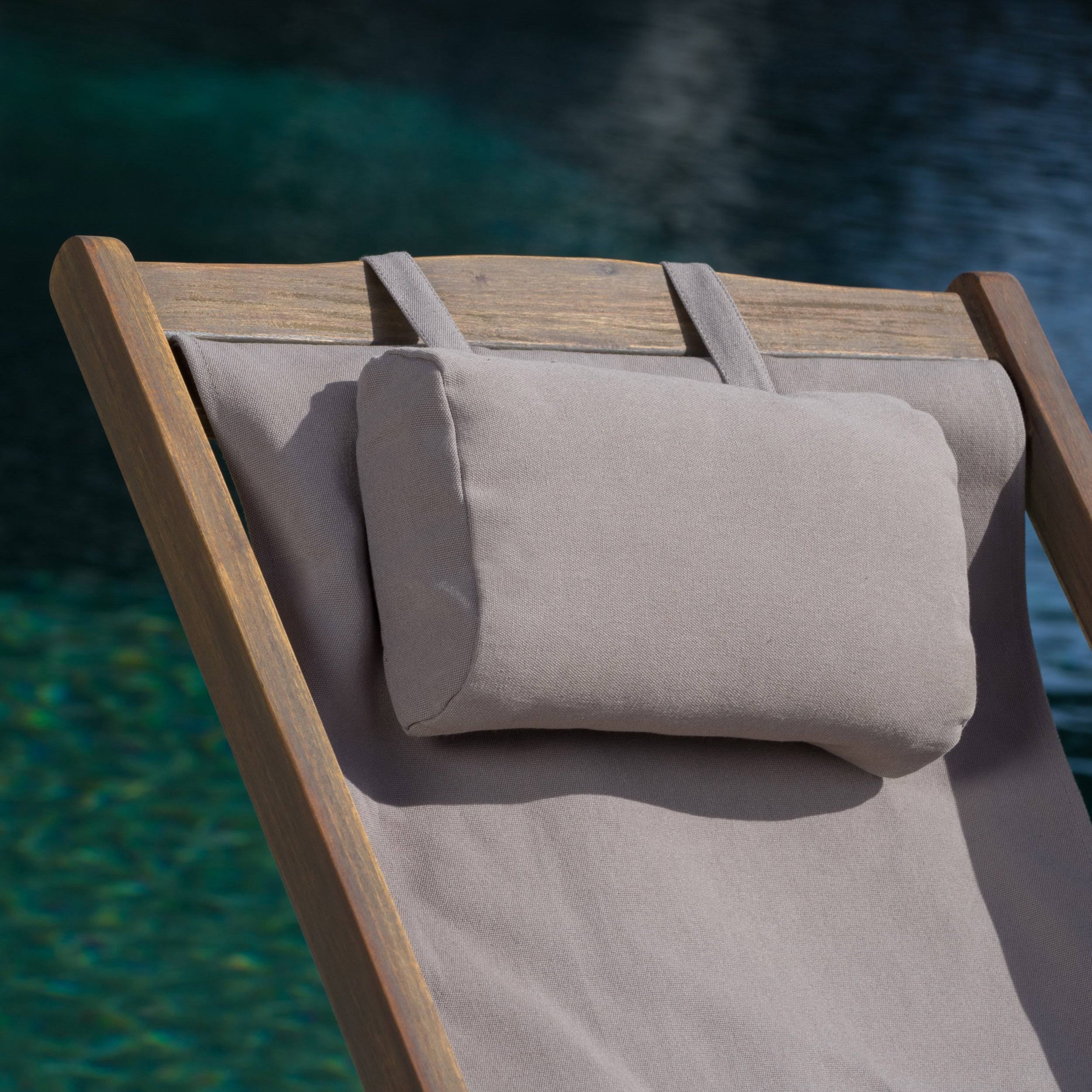 Brown Wood and Canvas Sling Chair Set of 2 Z109