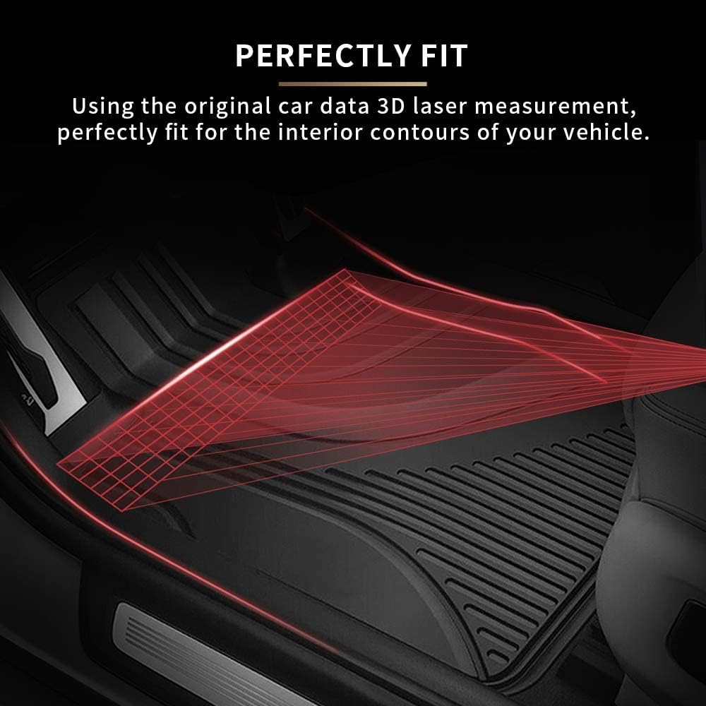 Heavy Duty Black TPE All Weather Car Floor Mats, 1st & 2nd Row Full Set C4452