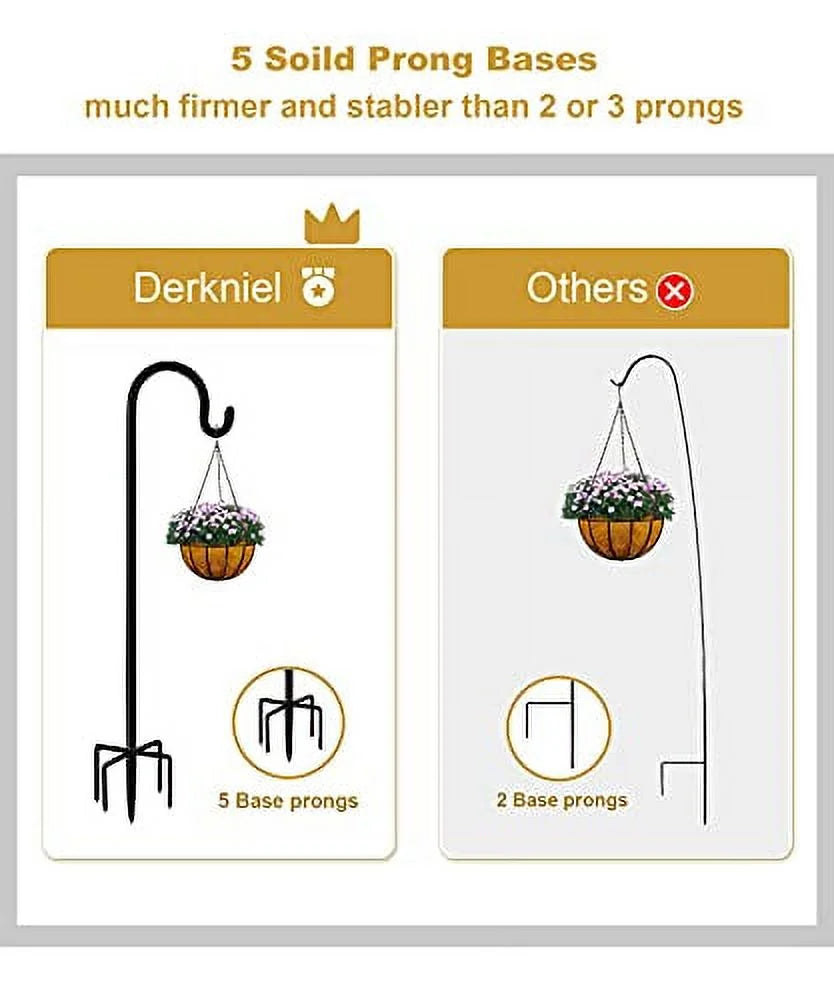 Black Heavy-Duty Metal Shepherd Hook Garden Hanging Pole Stake, 2 Packs S1102