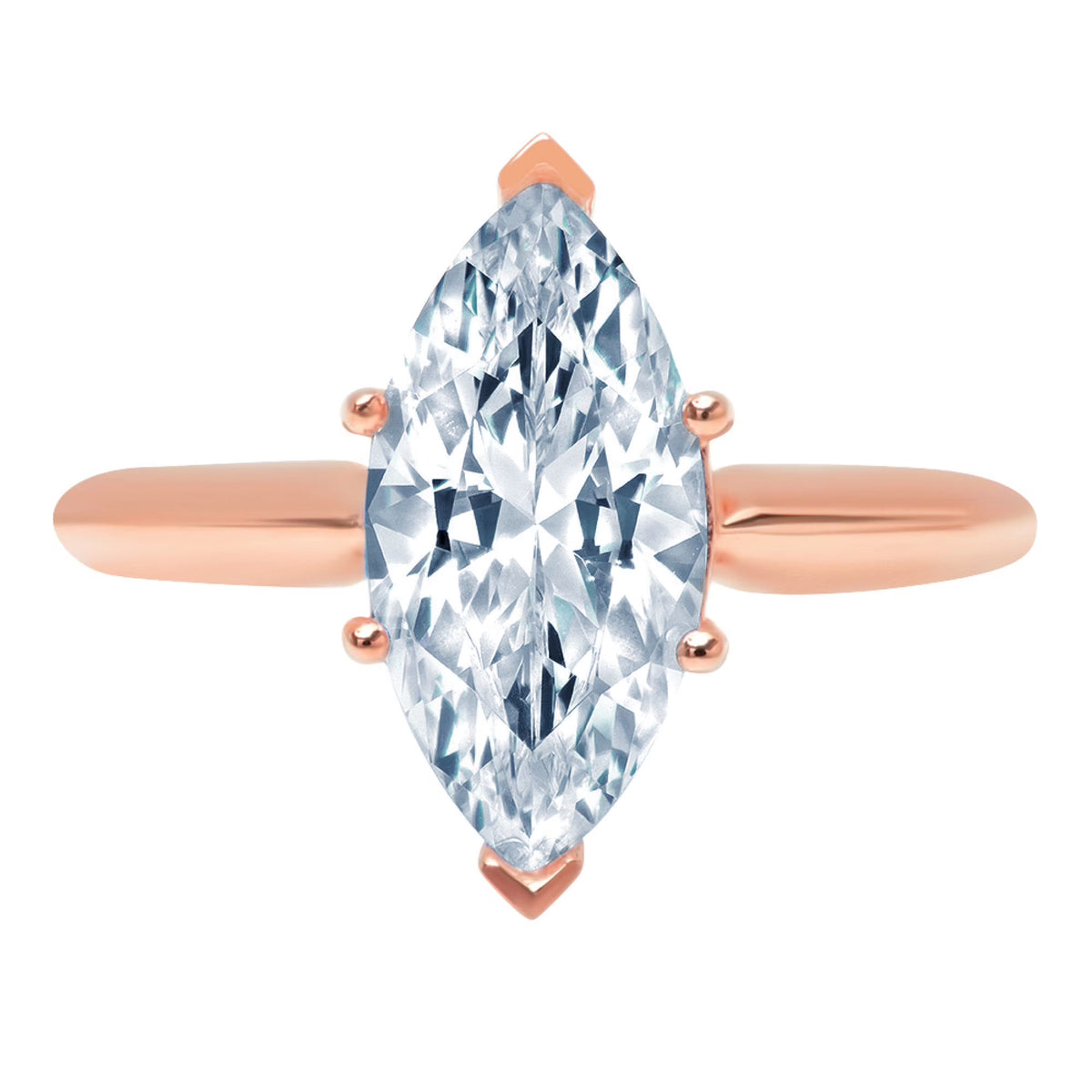 2.5ct Marquise Cut Blue Natural Aquamarine 18k Rose Gold Solitaire Ring C346726