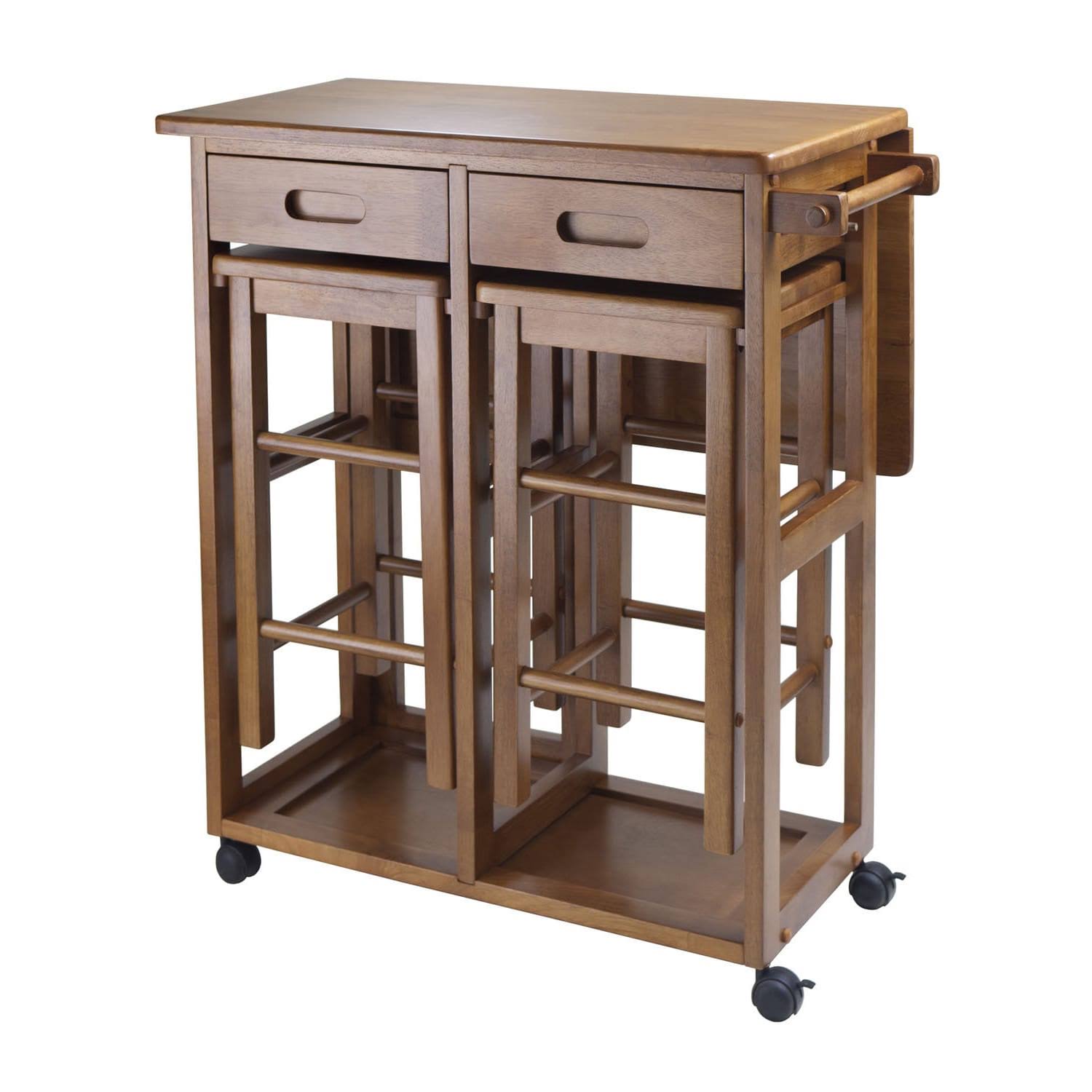 Pine Kitchen Cart with 2 Stools F97439