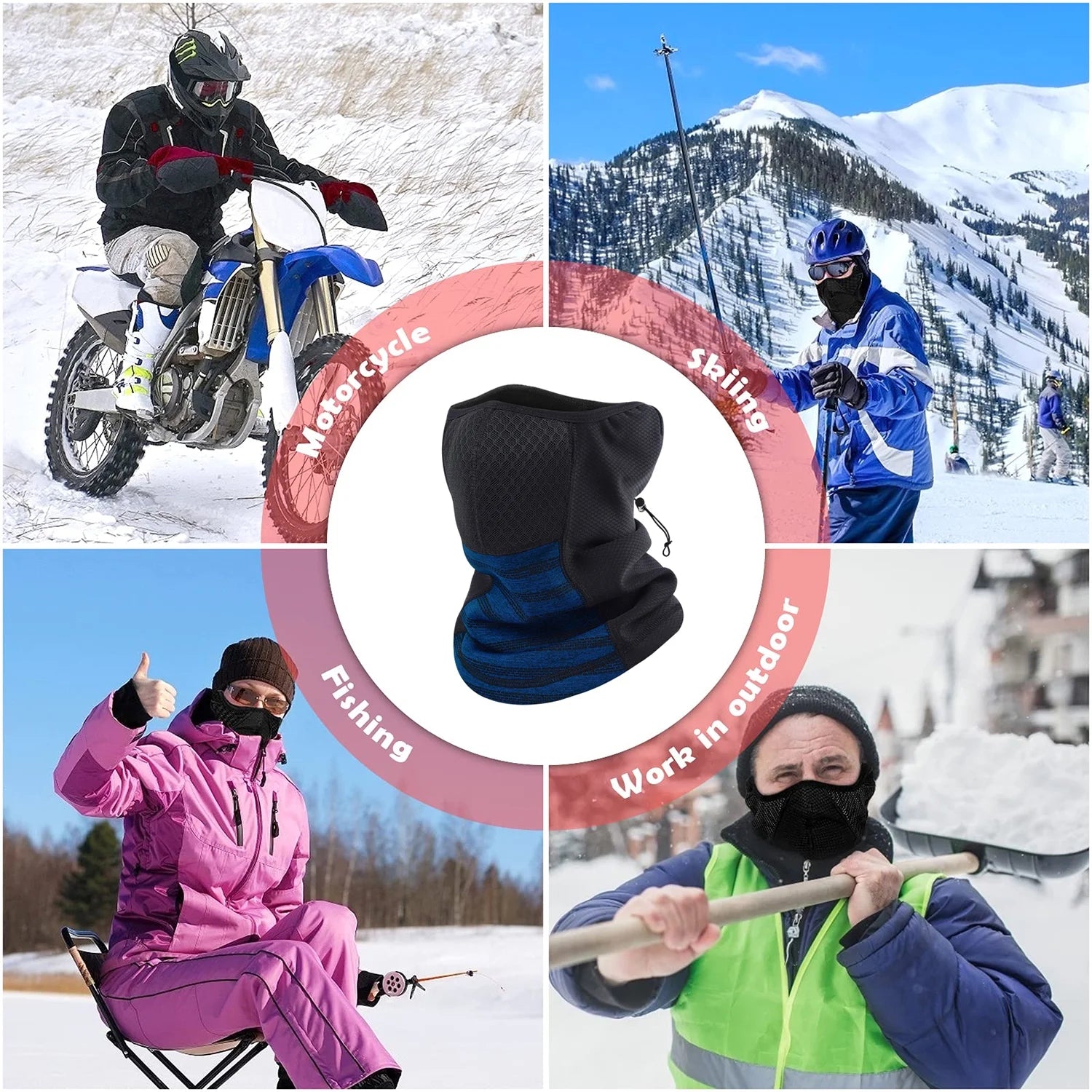 2 Pack Ski Mask Balaclava Neck Gaiter Dark Gray & Blue E71769
