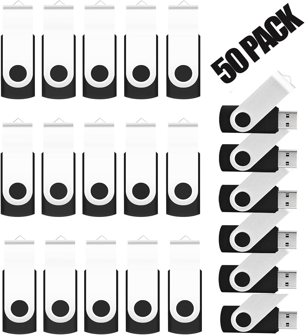 50 Pack 4GB USB 2.0 Swivel Flash Drives, Black B240