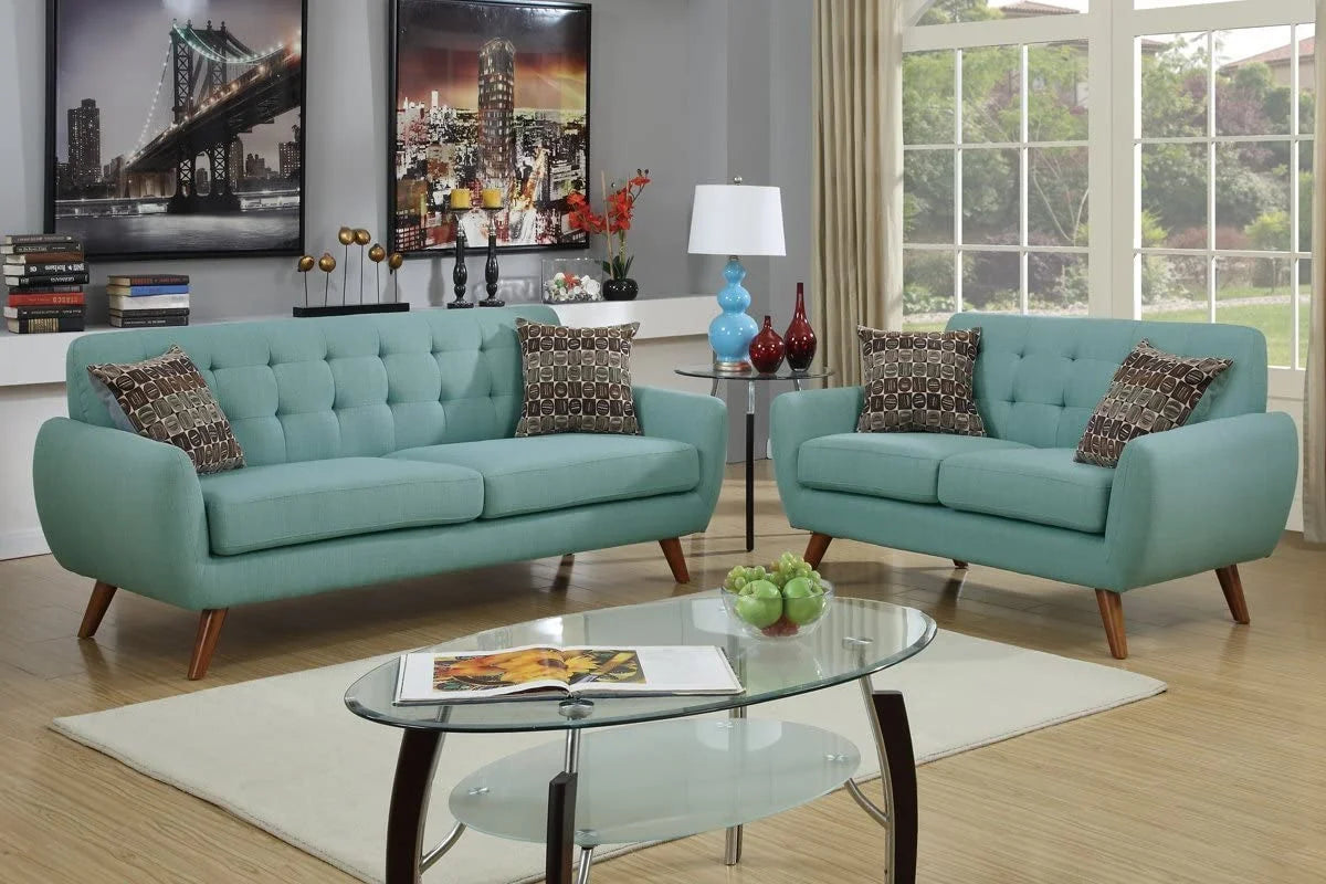 Modern Polyfiber Linen-Like Fabric Sofa Loveseat Set V286728