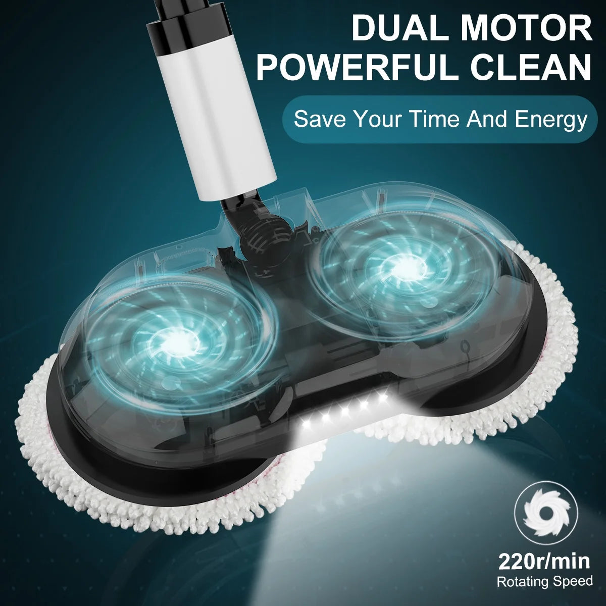 Cordless Electric Spin Mop with 300ml Water Tank and LED Headlight P674