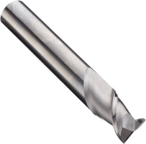 Carbide Square Nose End Mill, Uncoated (Bright) Finish, 45 Degree Helix, 2 Flutes, 2. K499154
