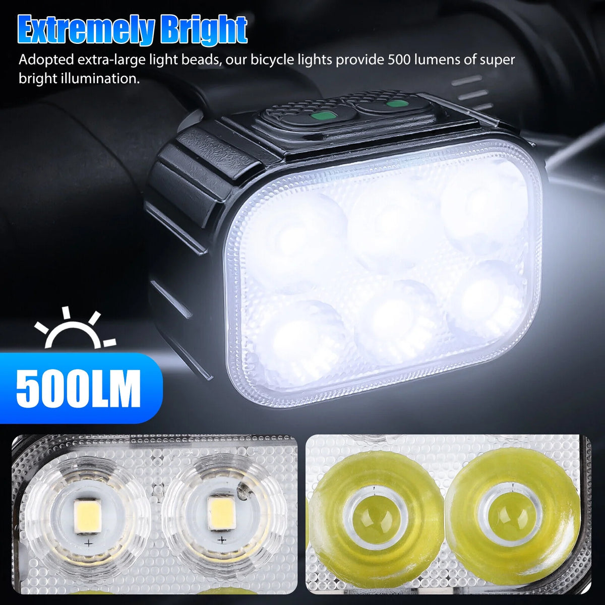 2x USB Rechargeable LED Bicycle Headlight Taillight E222