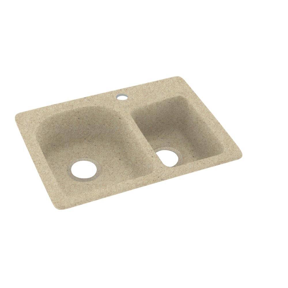 Solid Surface Double Basin Drop-in Kitchen Sink N46732