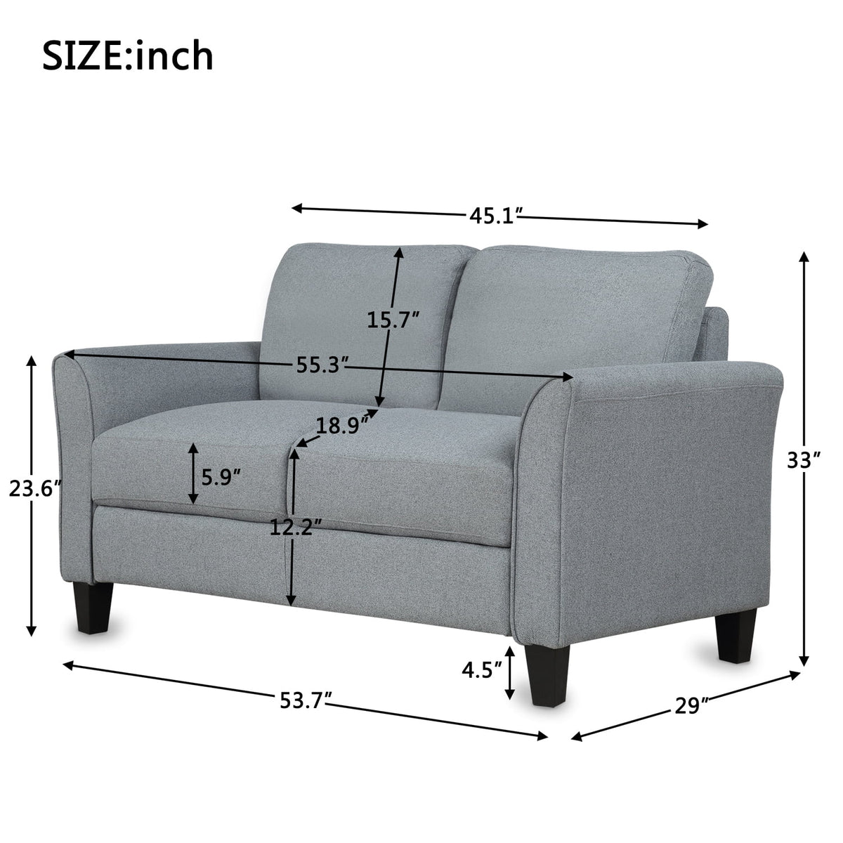 Mid-Century Upholstered Fabric Loveseat T516396