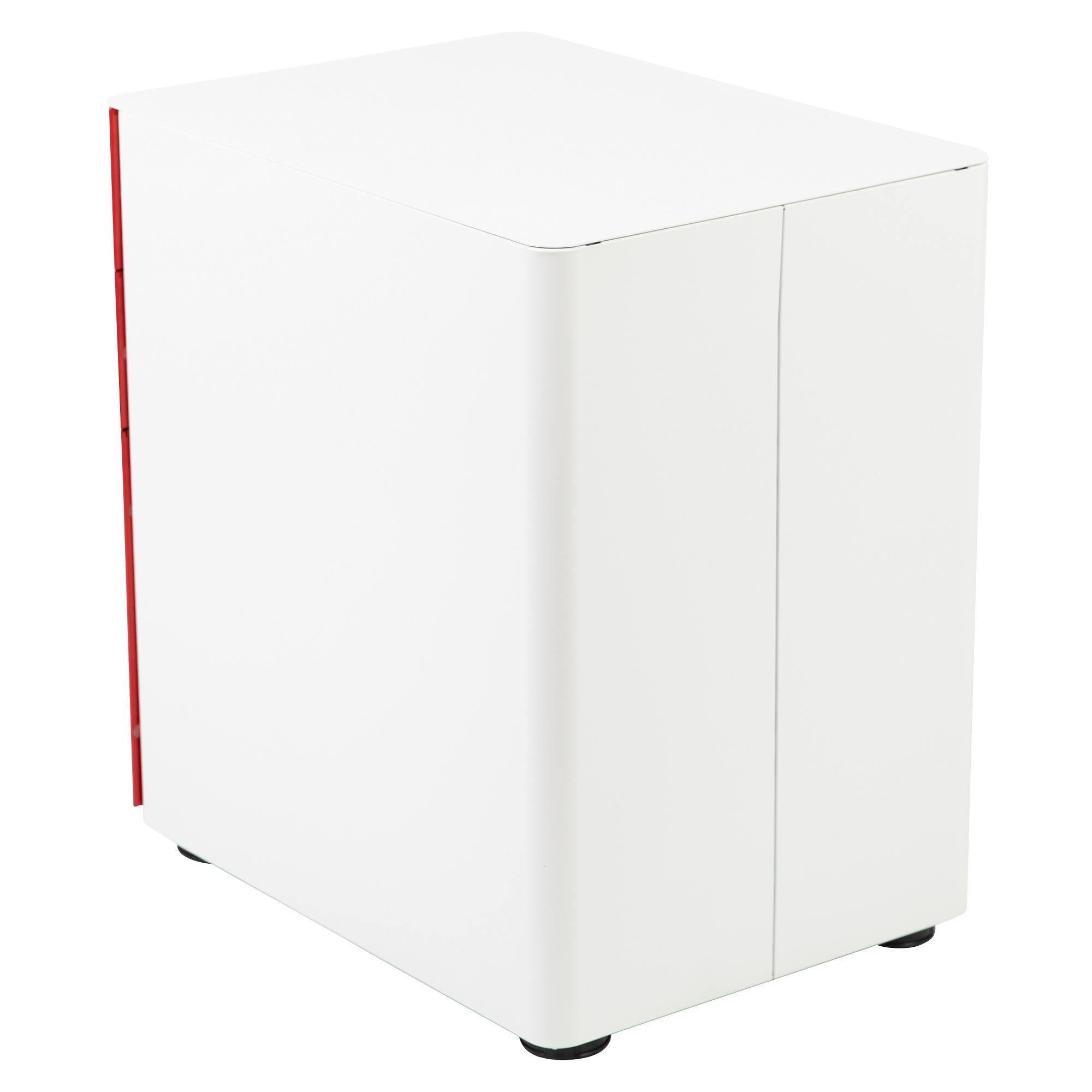 White and Red Mobile Locking Filing Cabinet with Three Drawer K482469