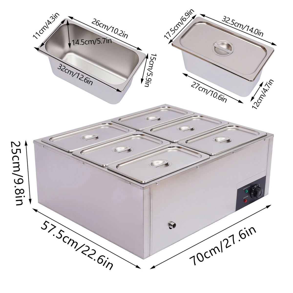 6 Pots Commercial Electric Food Warmer Steam Table Countertop 850W T888
